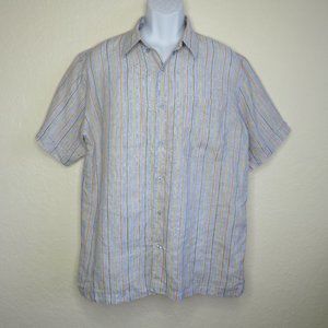 Bohio* Men's Short Sleeve‎ Button Down Straight Hem Chest Pocket Shirt~ Large
